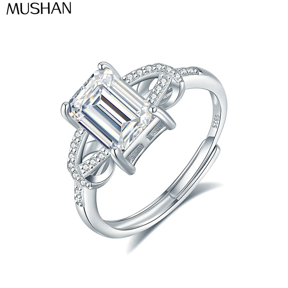

MuShan Brand Jewelry 925 Sterling Silver Ring VVS Moissanite Crafted Ring for Girlfriend 18K Gold Plated MST Patent Jewellery