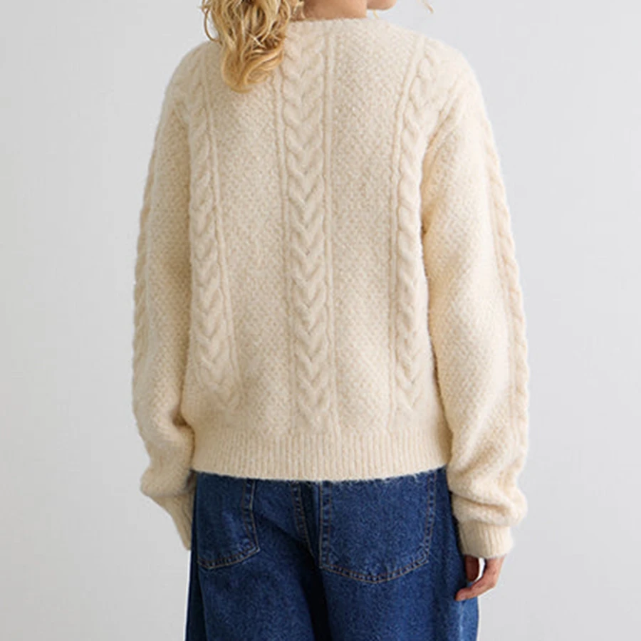 Cárdigan de punto de manga larga de Color sólido a la moda informal para mujer, cárdigans ligeros con botones y cuello redondo