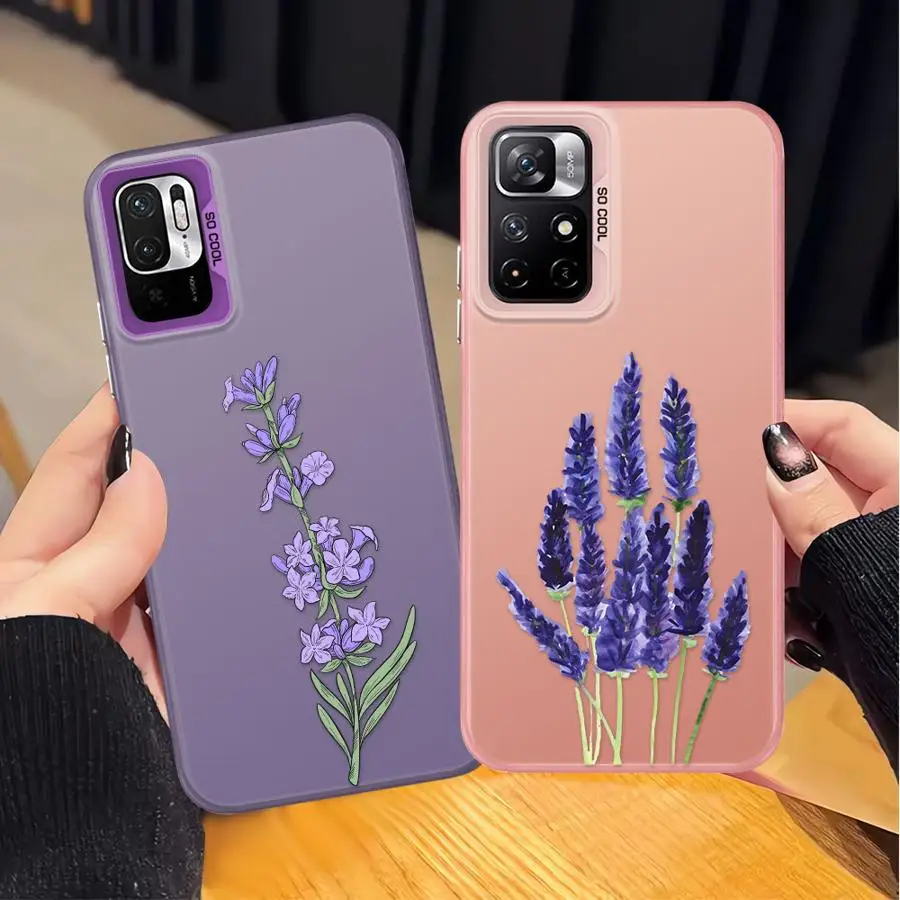 الأرجواني زهرة الخزامى عودة غطاء الهاتف القضية ل Xiaomi Poco X3 برو C50 F3 GT C51 X5 F4 X3 NFC #1