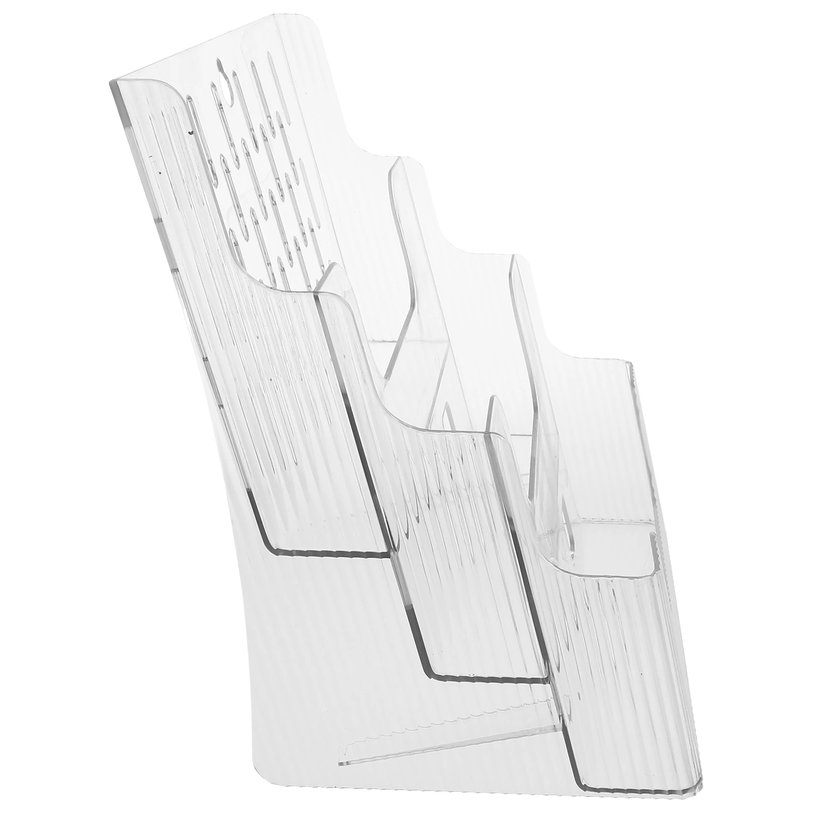 

1pc 3 Tier Clear File Holder Desktop Document Organizer Magazine Stand Book Display Rack Transparent Space-Saving Folder Binder
