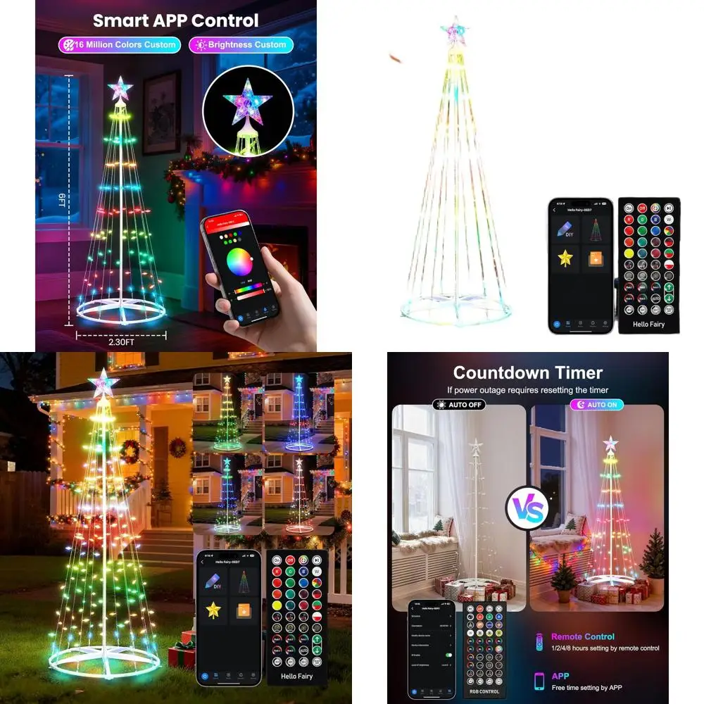 

6-Foot Smart Christmas Tree with C6 LED Lights, Star Topper, Music Sync, App/Remote Control, DIY, Timer, Waterproof for Indoor/O