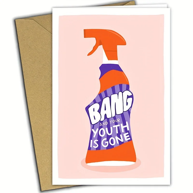 1PC BANG And Your Youth Is Gone Card You\'re Old Card Funny Birthday Card Sarcastic Rude Card Greeting Card With Envelope