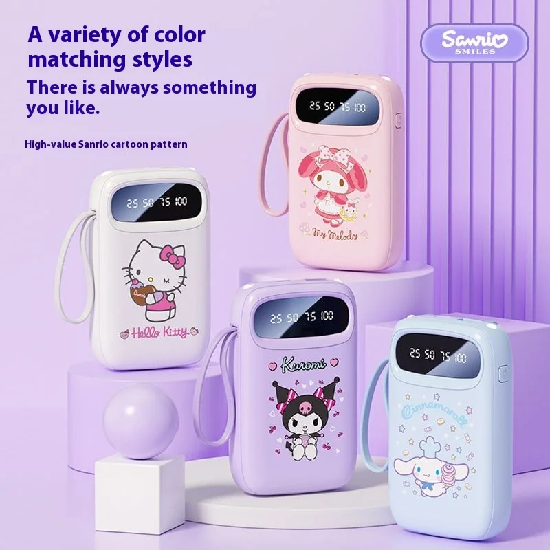 Original Sanrio Power Bank Cinnamoroll Kulomi Melody Hello Kitty High Capacity 10000mah Fast Charging Portable Ultra Thin Gifts