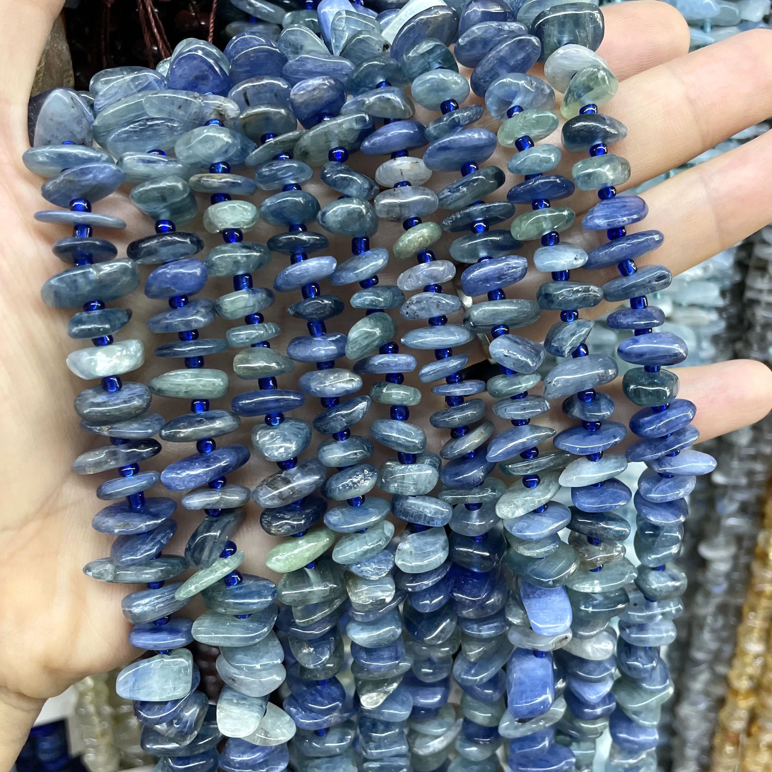 Pierre naturelle irrégulière en cyanite bleue, 8-12MM, pour la fabrication de bijoux, accessoires pour bracelets et colliers, DIY