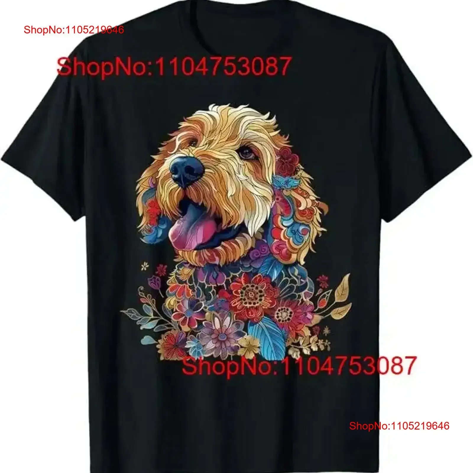 

Goldendoodle Dog Lover Vintage Flower Golden Doodle Mom Dad T Shirt Washed fashion streetwear Stretched Casual vintage Washed
