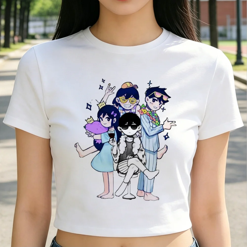 Omori crop top shoujo clearance sales harajuku party meme 2000s shirt cheap streetwear gothic y2k vintage
