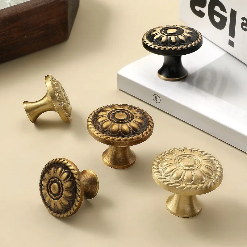 Bronze wardrobe single-hole handle high-end drawer coffee table cabinet bedside table entrance cabinet solid pull handle