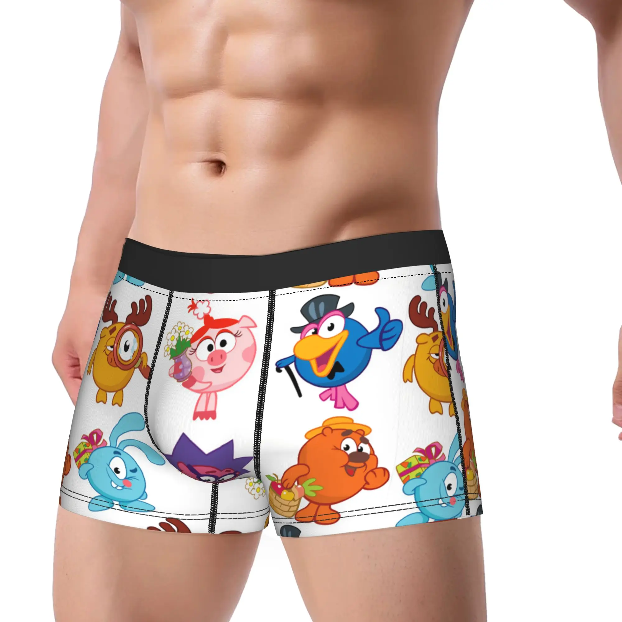 Kikoriki Six Characters Cartoon Clipart Set Underwear  Men Shorts Briefs Sexy Soft Trunk High Quality DIY Plus Size Underpants