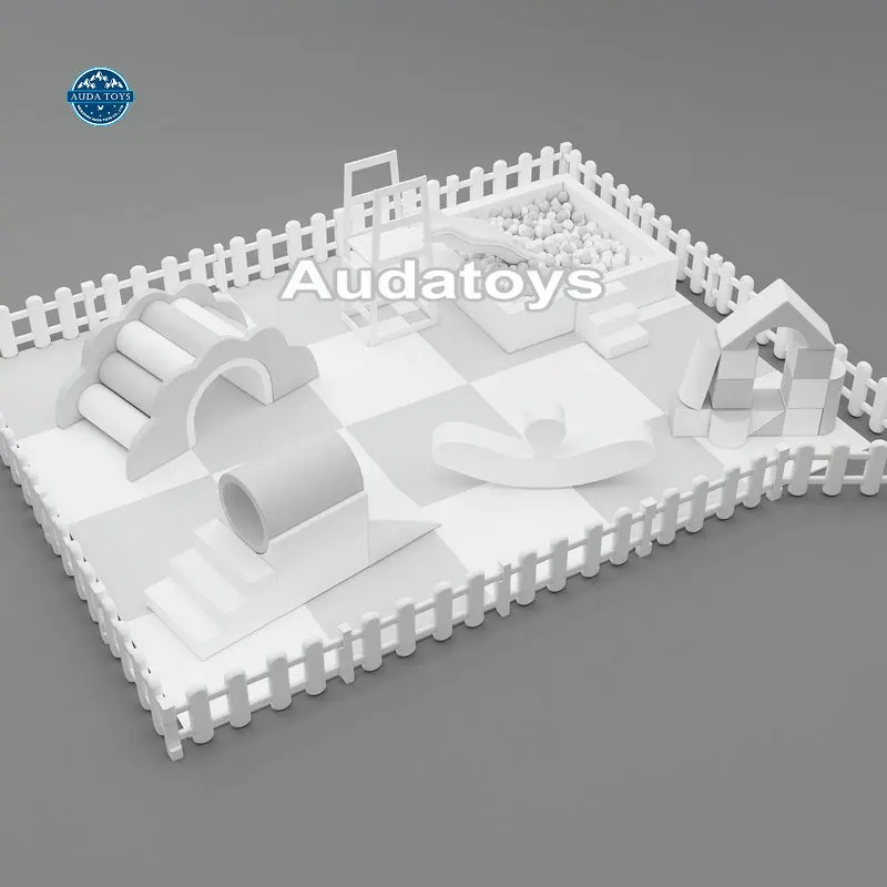 White Gray Indoor Softplay Playground Equipment For Kids Mobile Play Area Rental Wood Foam 1000kg Capacity For Home