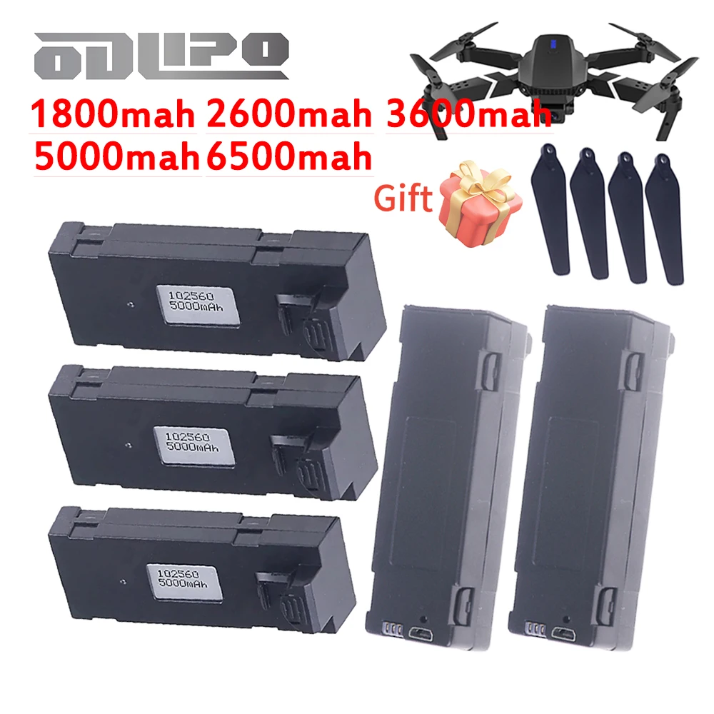 Nueva batería mejorada E88 de 6500mah, 5000mah, 3600mah, 2600mah, 1800mah, 3.7V para cuadricóptero RC E88, E88PRO, E99, E525, E100, S98, F185, F195