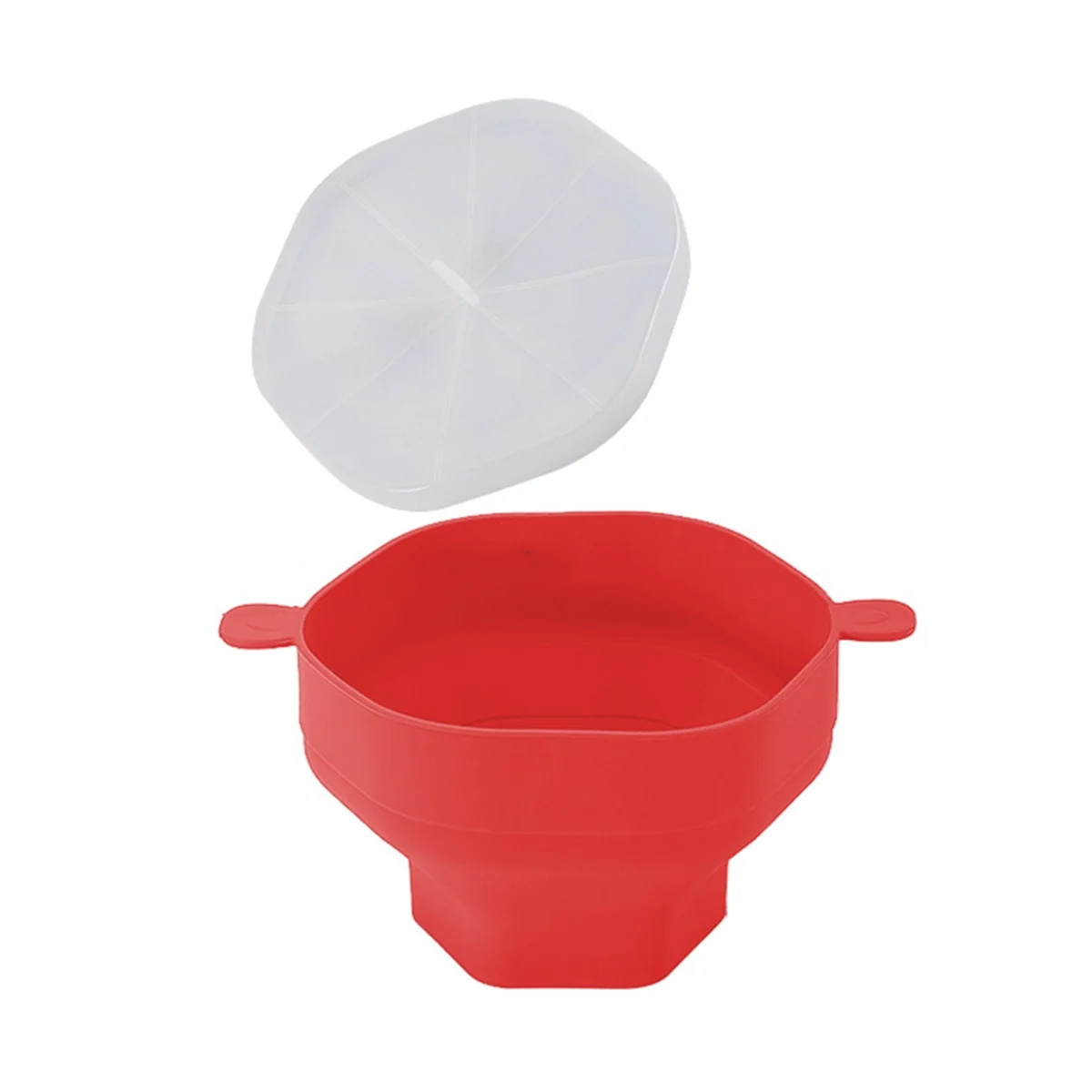 Silicone Microwave Popcorn Bowl Foldable Popcorn Maker Bucket Bowl with Lid Folding Popcorn Kitchen Baking Tool Red-LITE