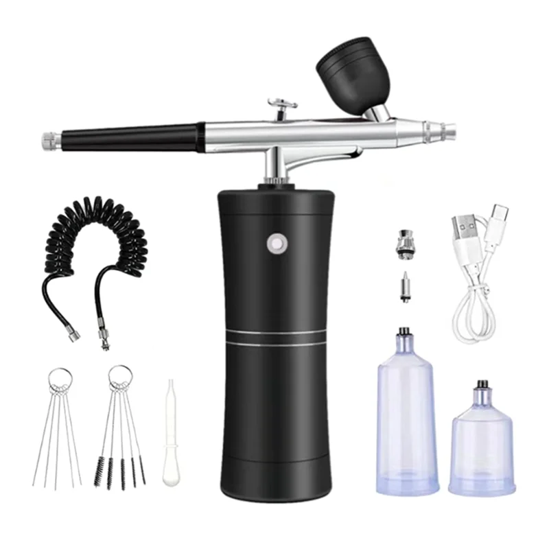 A47F-Airbrush Kit Akku-Mini-Airbrush mit Kompressor-Set mit 0,3 mm Düse, tragbare Spray-Gesichts-Make-up-Sauerstoffmaschine