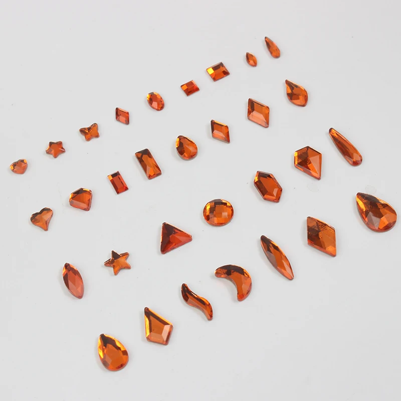 New Beautiful Shiny Orange Flat Back Nail Art Rhinestones 31 Styles DIY Manicure Decoration Accessories Glass Stone