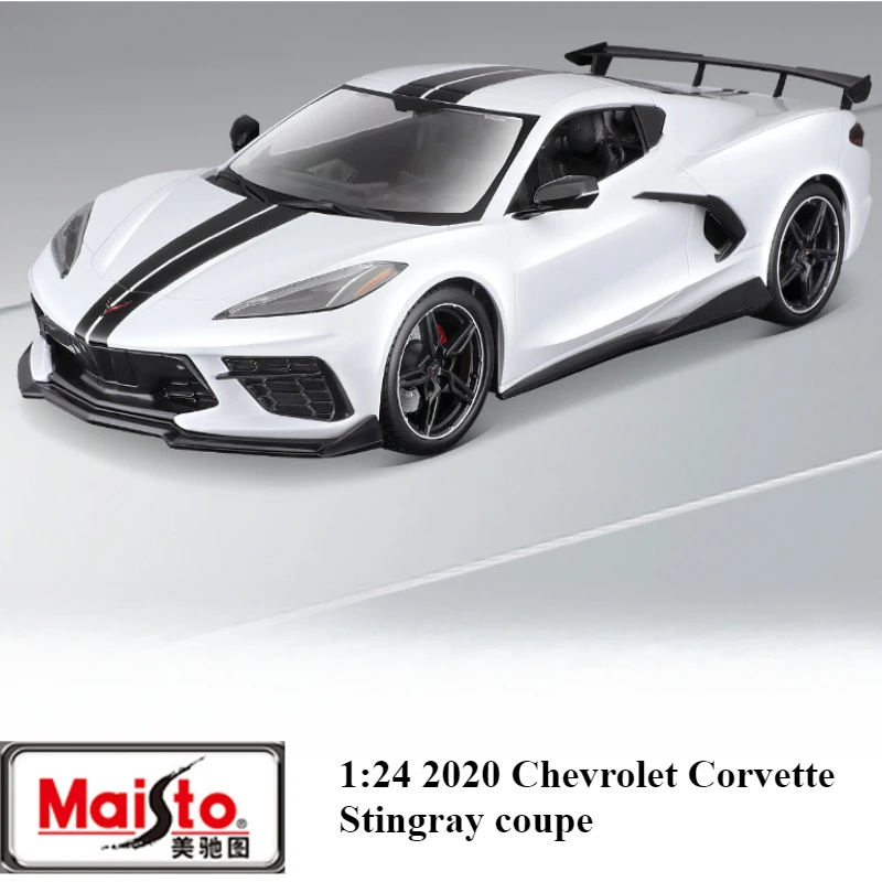 

Maisto 1:24 2020 Chevrolet Corvette White Die-Cast Model - Official Licensed Alloy Supercar Replica with Display Base for Adults