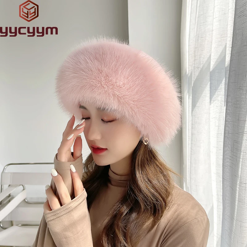 Winter Real Fox Fur Hat For Women Winter Stylish Russian Thick Warm Beanie Women Hat Natural Fluffy Fur Cap Fashion Bomber Hat