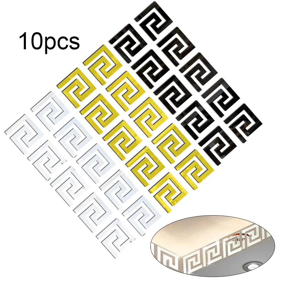 Mirror Wall Stickers for Home Decor 10PCS Acrylic Reflective Edge Strips for TV Background and Interior Design
