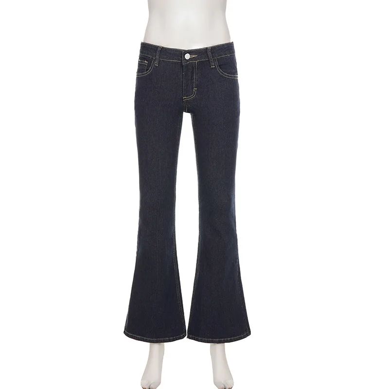

Spring and Autumn new slim fit retro vintage spicy girl casual low waist flared jeans
