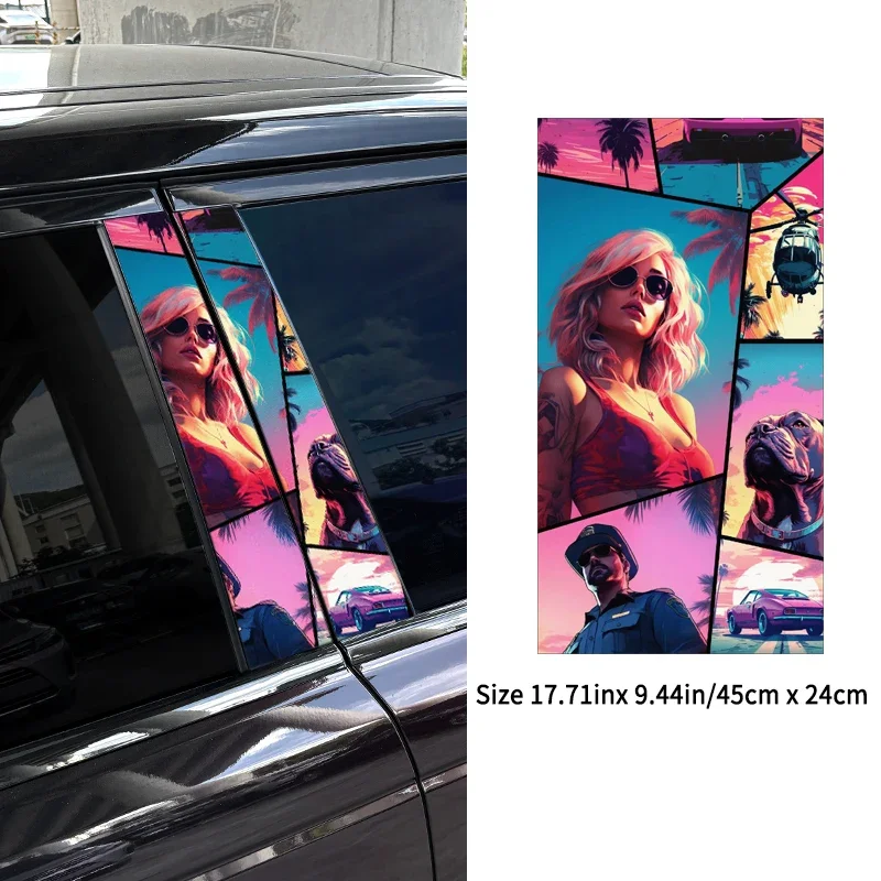 ملصقات Vice City GTA ، شارات فينيل ، عمود مركز السيارات المقاوم للماء ، ملصق عمود ، ملصقات ألعاب ، 1: 2: سيارة #4