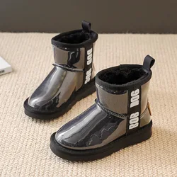 Botas de nieve cálidas e impermeables para niños y niñas, zapatos de algodón grueso de lana, Invierno