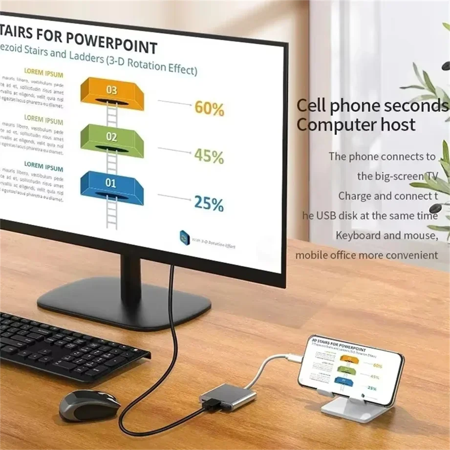 3 in 1 USB 허브 USB C to HDMI 호환 분배기 허브 Type-c to HDMI 호환 USB 3.0 도킹 스테이션 (맥북 에어 컨버터용)