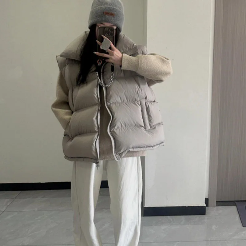 2025 New Stand Collar Thickened High Quality Down Women's Waistcoat Winter Casual Solid Color Warm 90 White Duck Down Vest H632