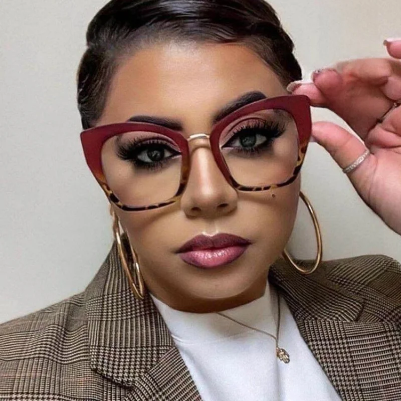 Eye Large Frame Personality Frame Trendy Plain Rice Nail  Myopia Discoloration Prescription Glasses