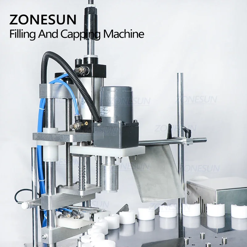 Zonesun 2 em 1 mesa rotativa automática de óleo essencial pequeno reagente frasco de vidro máquina de enchimento e tampagem de garrafas líquidas