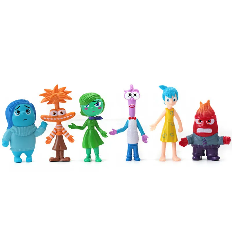 

6Pcs/set Inside Out 2 Cartoon Character Model Kawaii Riley Joy Fear Disgust Anger Emotion Little Friends Toys Collect Gifts