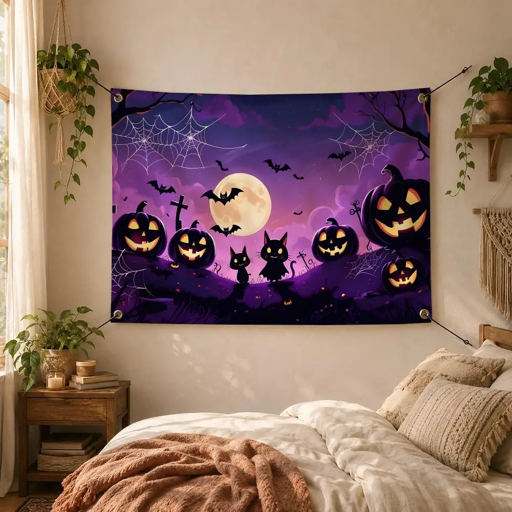 Horror Theme Halloween Official Flags Decorative Flag Banner for Outdoor Garden Yard Camping Party Home Wall Hanging Decor