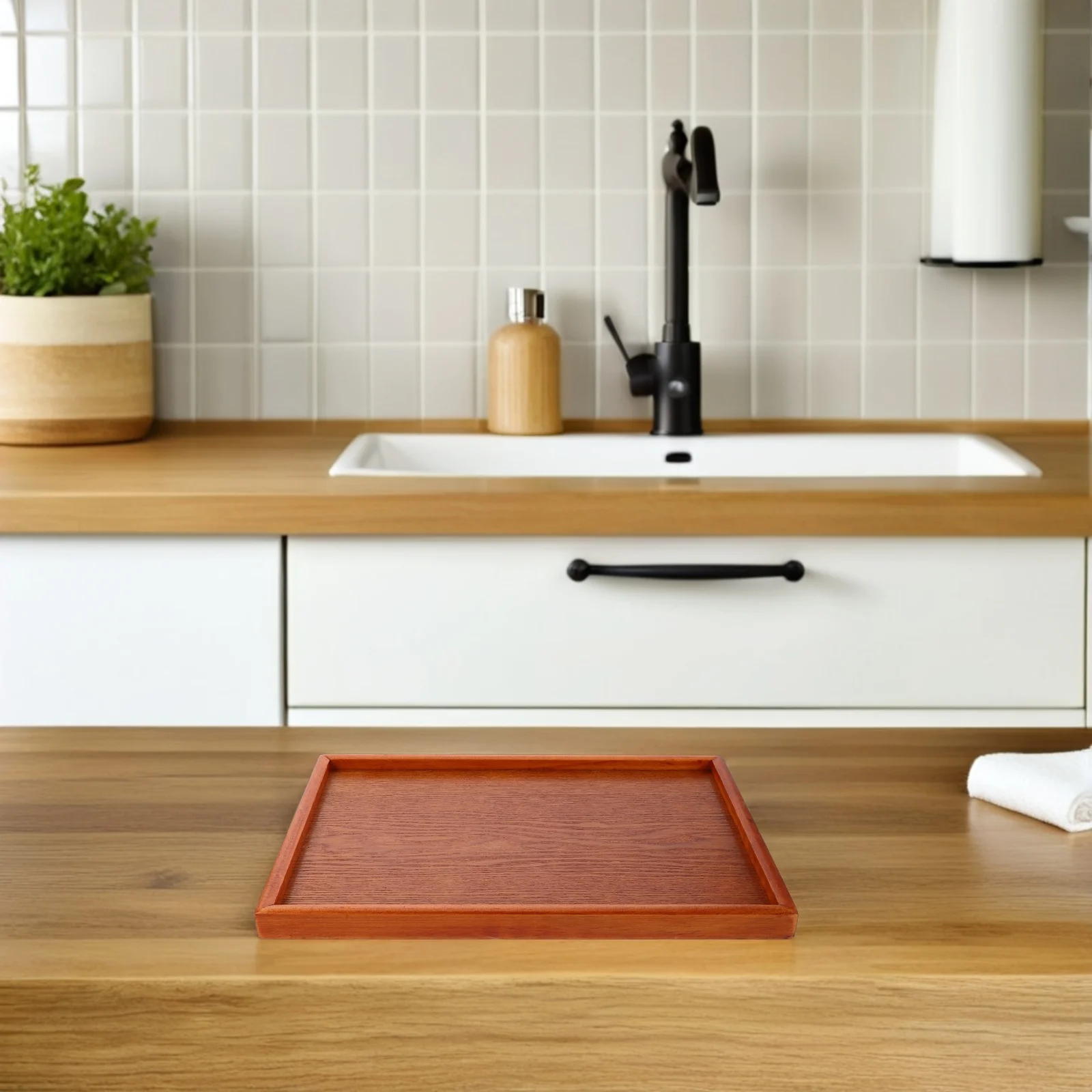 

Rectangular Wooden Tea Tray Japanese Aesthetic Solid Wood Serving Tray for Coffee Table Breakfast Snacks Vintage Style