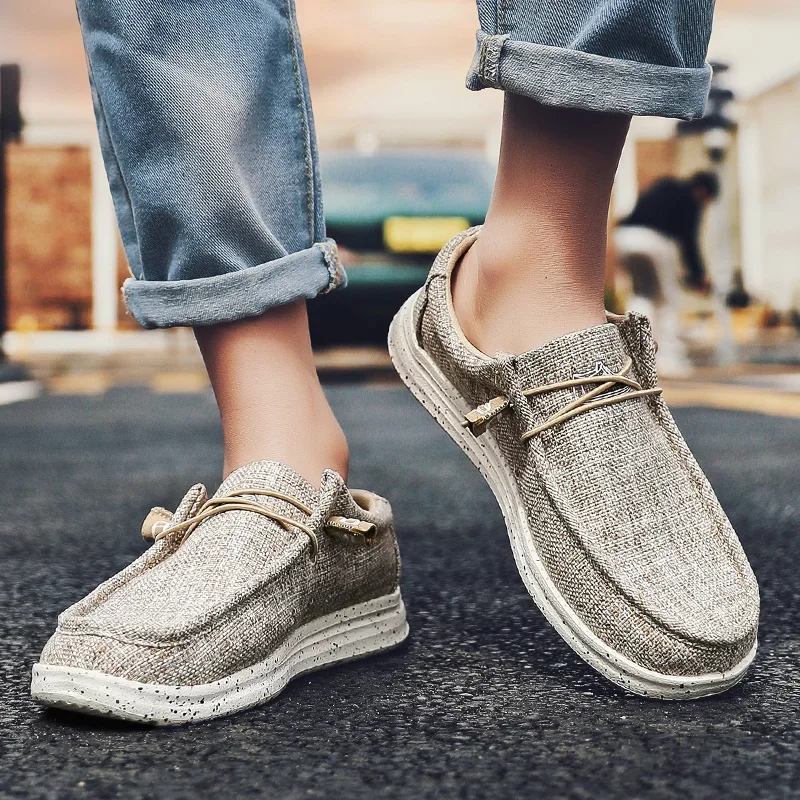 Sepatu kanvas Denim kasual pria ukuran besar sepatu vulkanisir sepatu Sneakers pria bersirkulasi Sneakers gaya desainer mode mewah