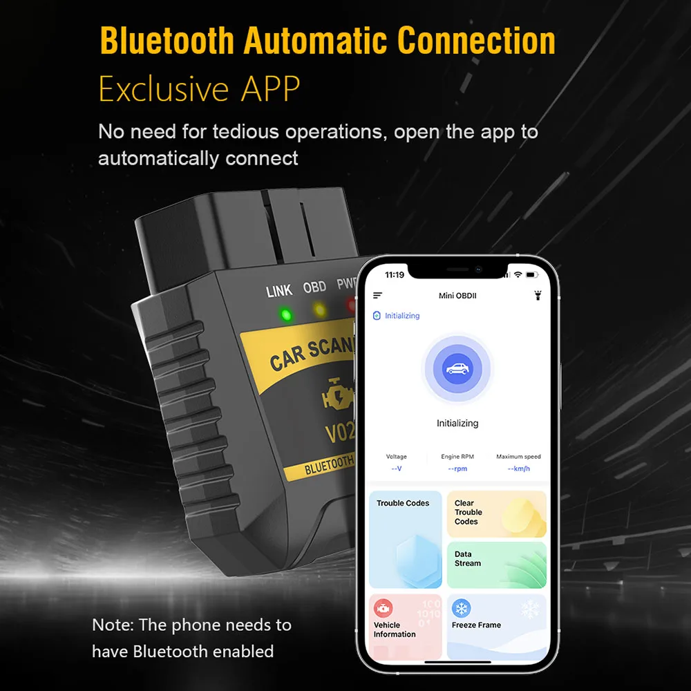 V1.1 Code Reader For IOS Android PC Bluetooth 4.0/2.0 OBD II Scanner OBD2 Car fault Diagnostic Tool read&clear the fault codes