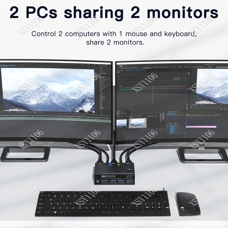 

KVM-переключатель USB 3.0 HDMI с двумя каналами, 2 входа/2 выхода, для подключения нескольких компьютеров, интерфейс для совместного использования клавиатуры и мыши