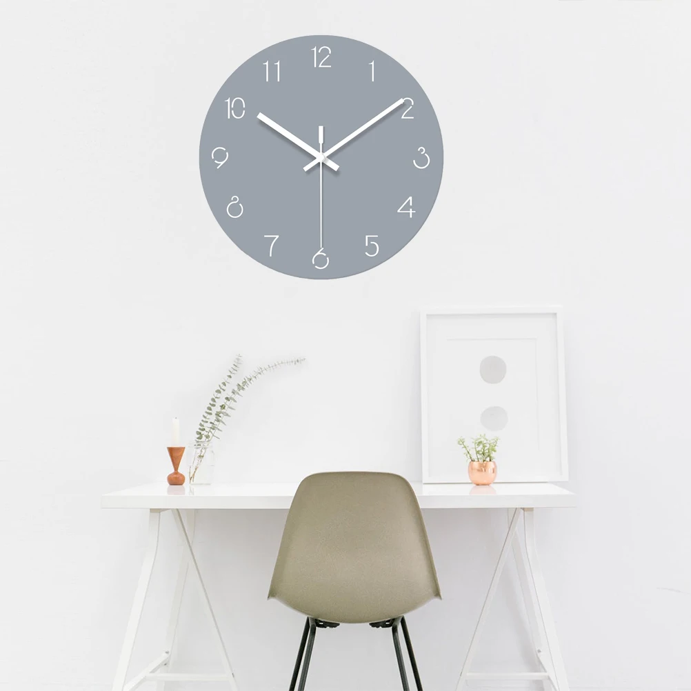 

Ultra-Thin Wall Clock Creative 3D Engraving Silent Decorative For Home Office Stylish Modern Simple Grey Acrylic