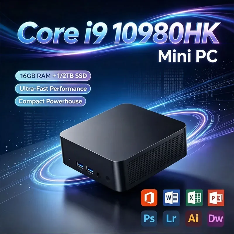 2026 Mini PC Core I9 10980HK Windows 11 Pro Desktop Pc Gaming Computer 16GB 32GB RAM 1/2TB SSD WiFi6 BT5.2 4K HD Gaming Mini PC