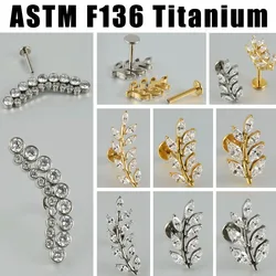G23 Solid Titanium Leaf Earring Cartilage Tragus 16G Internally Threaded Helix Lobe Piercing Labret Lip Ring Jewelry