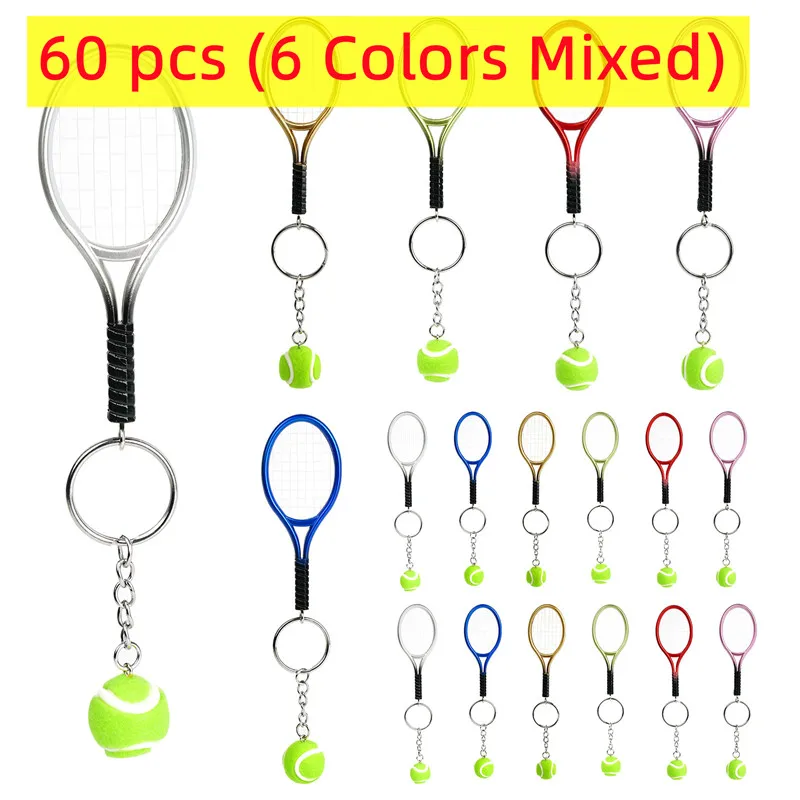 

60Pcs Tennis Table Tennis Ping Pong Racquet Bat Sports Keychain Novelty Gifts