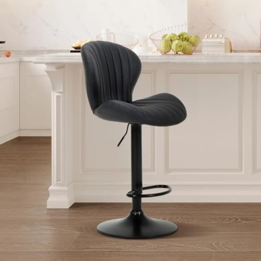 

Bar Stools Set of 1, Modern Swivel Bar Chairs, Adjustable Faux Leather Upholstered Barstools Counter Height with High Backrest