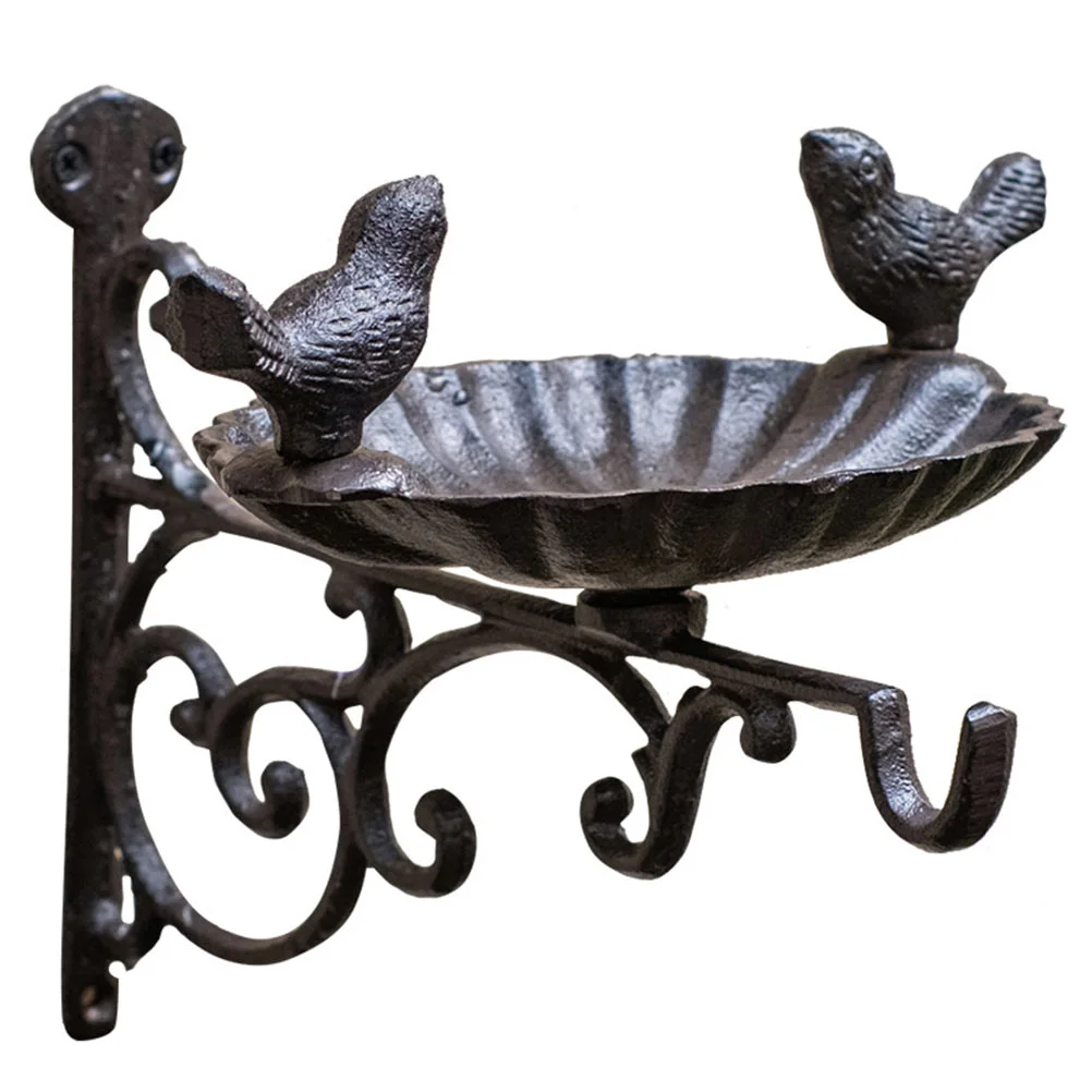 Wall Mounted Bird Food Bowl Squirrel Feeder Decorative Bath Tray Lamp Iron Pedestal Birdbath Wrought Hook Bracket