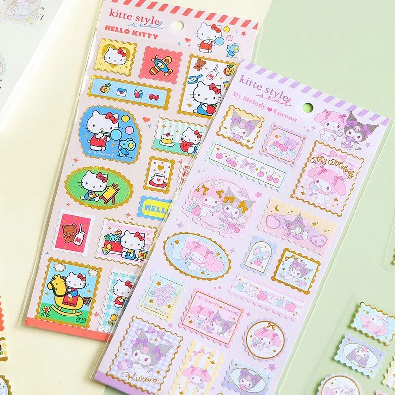 النمط الياباني الكرتون مرحبا كيتي ملصقات الإبداع الساخن ختم Stamps ملصق الكمبيوتر جراب هاتف الديكور هدايا الطلاب