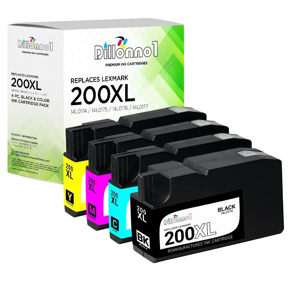 4 PACK For Lexmark 200XL BCMY Cartridge Set For OfficeEdge Pro4000 Pro5500