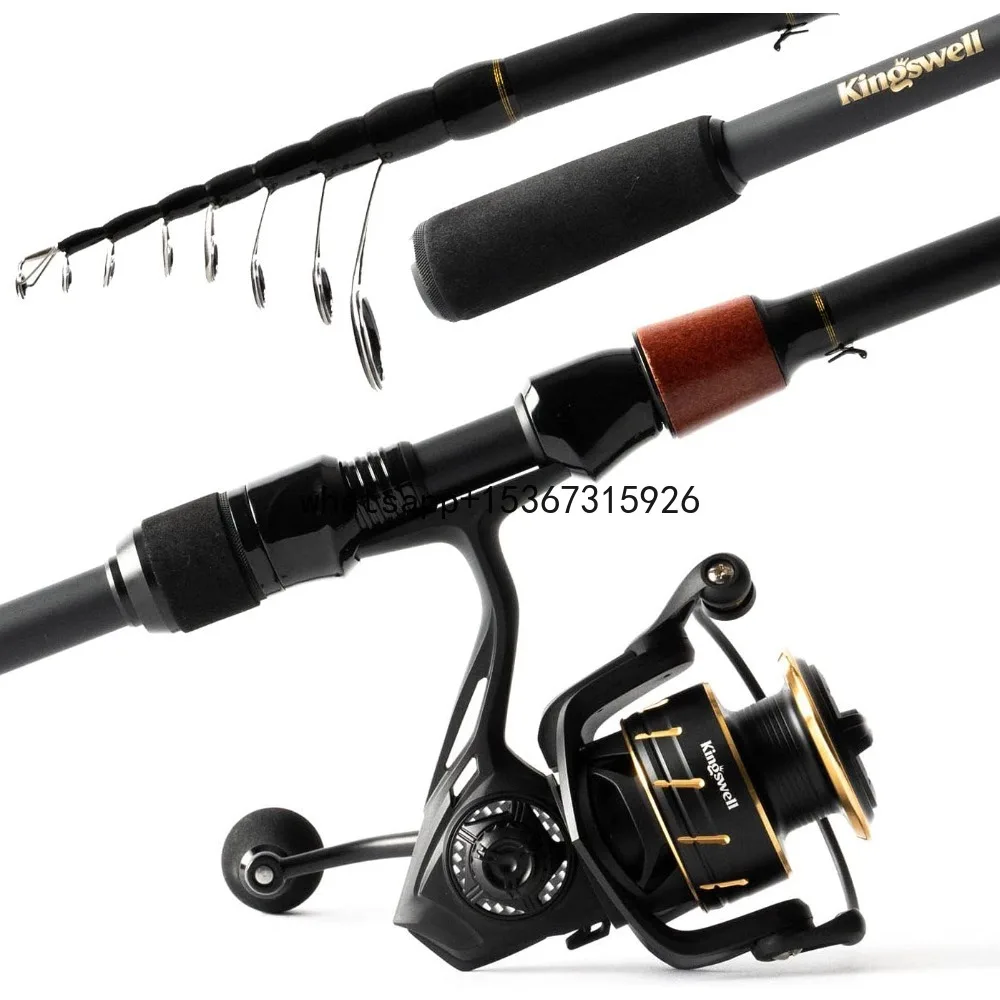 and Reel Combo, Premium Graphite Carbon Collapsible Fishing Pole with Spinning Reel, Portable Travel kit for Adults Kids