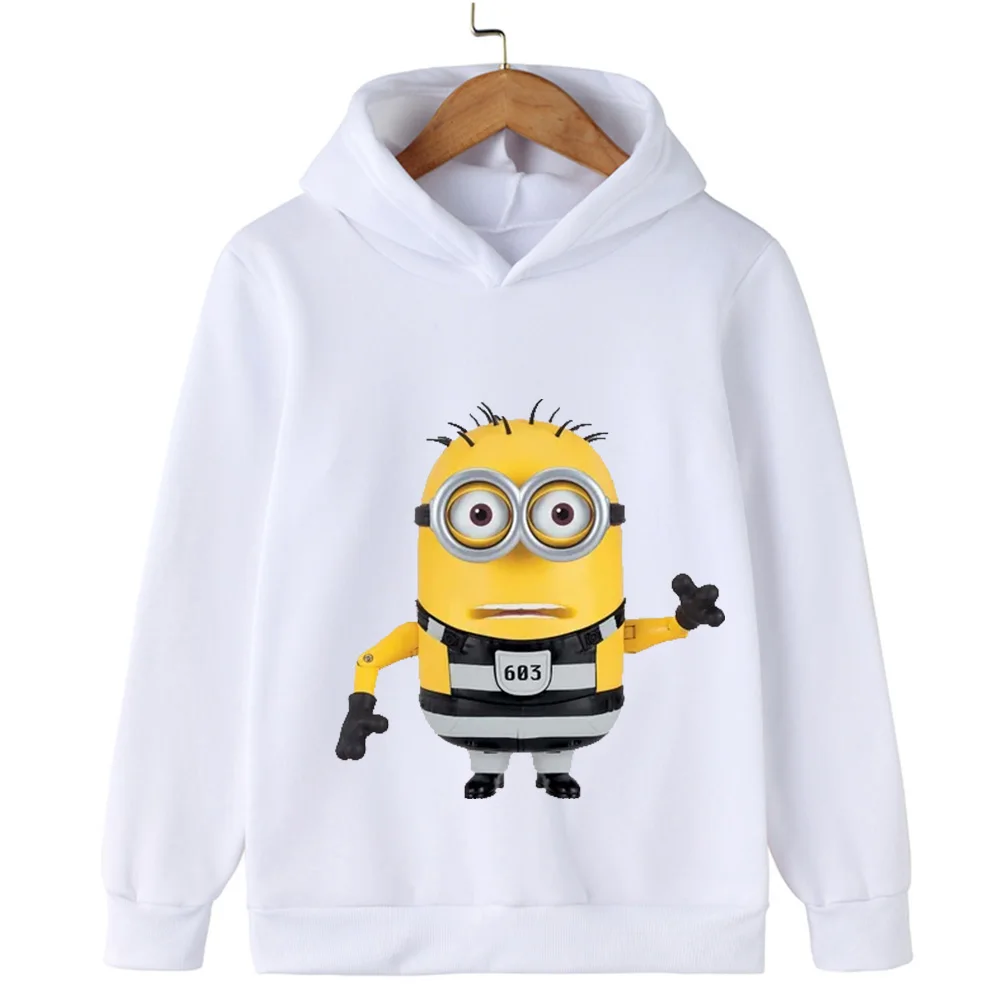 Cartoon Printed Minions Children's Clothing Quality Kid Hoodie Boys' Daily Casual Shirt Fashion Trendy Brand Girls' Street Wear