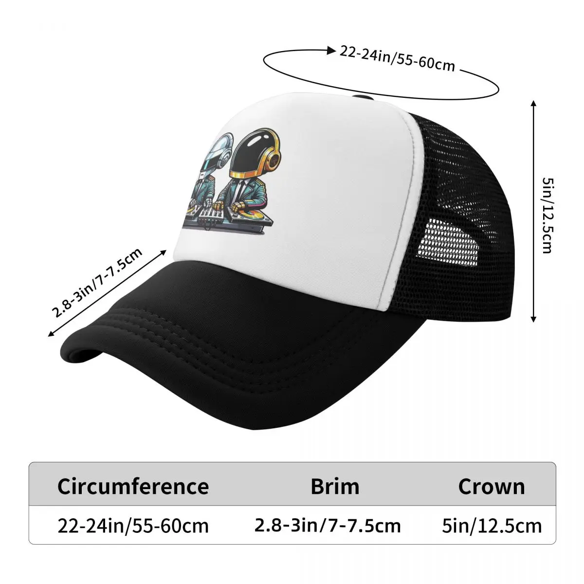 Daft Punk Mesh Baseball Cap Unisex Hip-Hop Trucker Hat Hats Breathable Snapback Caps Fishing Hat High Quality Trucker Hats