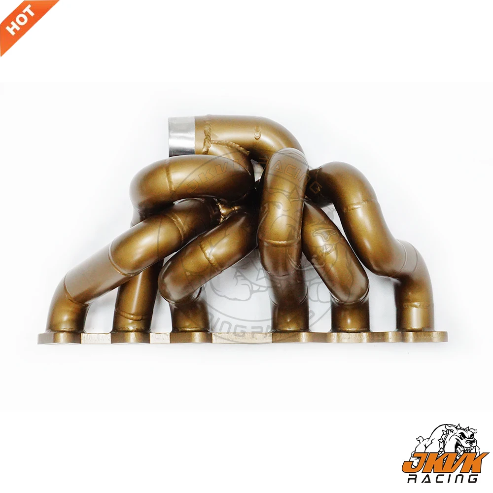 JKVK RACING Ceramic Coating 3mm Steam Pipe ,SS321 falnge T4  Twin scroll  Manifold Supra 2JZGTE 2JZ-GTE 2jz 1993-1998