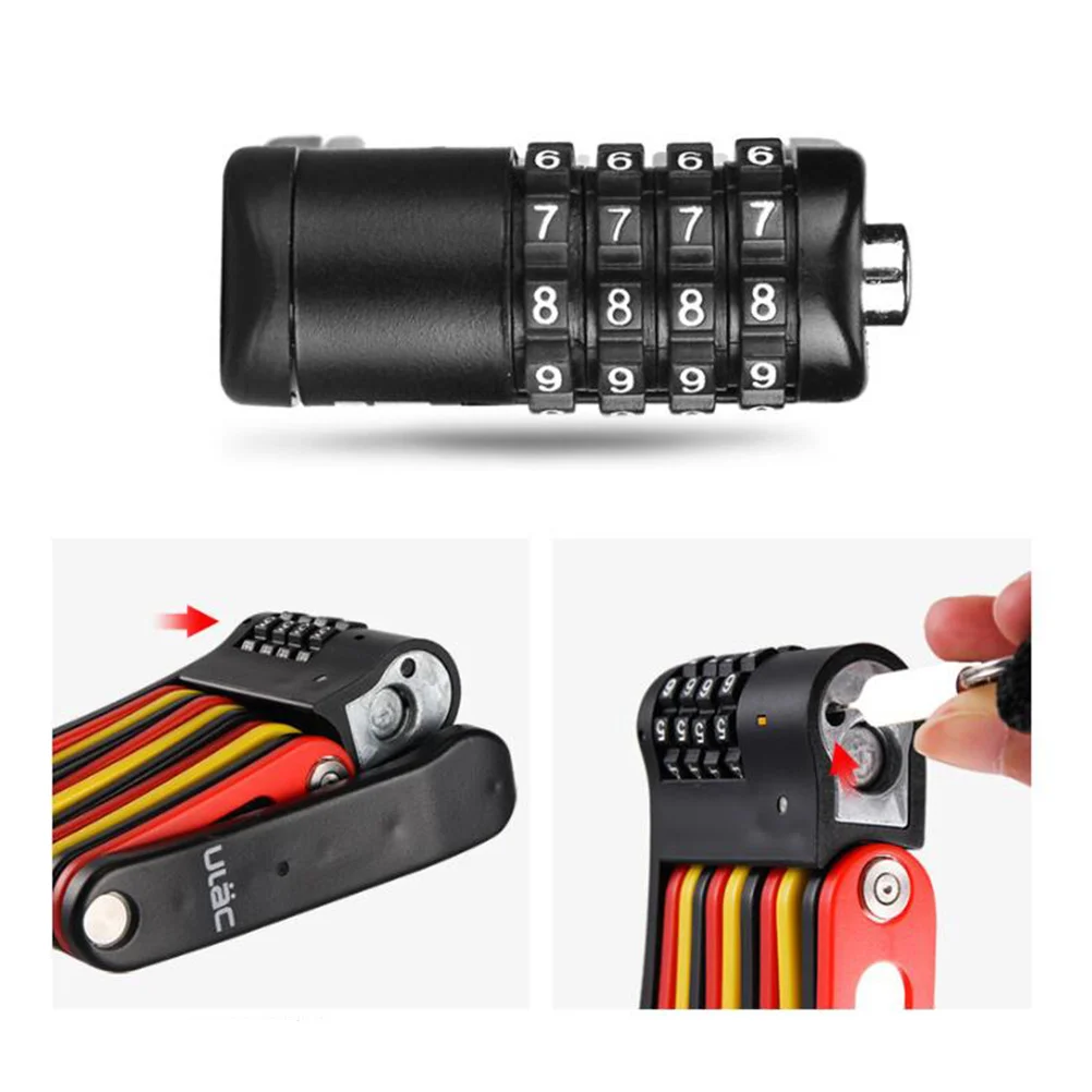 

Portable Bike 4 Digit Combination Folding Lock 300G Lightweight Anti-Theft Security Lock For Bicycle Electric Scooter Motorcycle