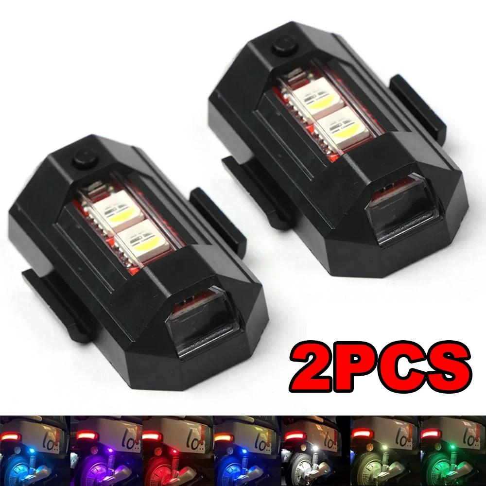 1/2 pçs motocicleta led mini luz de sinal 7 cores led drone lâmpada estroboscópica para carro bicicleta scooter aeronaves flash indicador sinal volta
