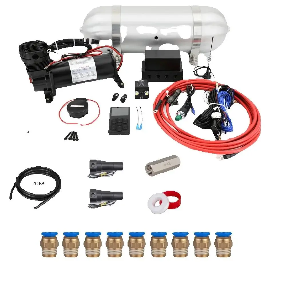 

black Air Suspension System Controller System Complate kit with Tank Compressor and Essential toolkit