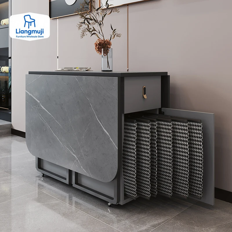 Movable Fashion  Folding Dining Table Furniture Multifunctional Rectangle Dining Table and Folding Chairs modern dining table