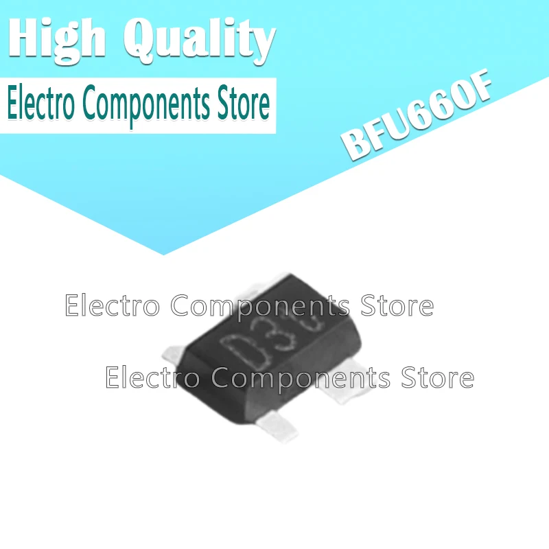 10PCS BFU660F (Marking D3t) D3t SOT-343 NPN Wideband Silicon RF Transistor RF TRANS NPN 5.5V 21GHZ 4DFP